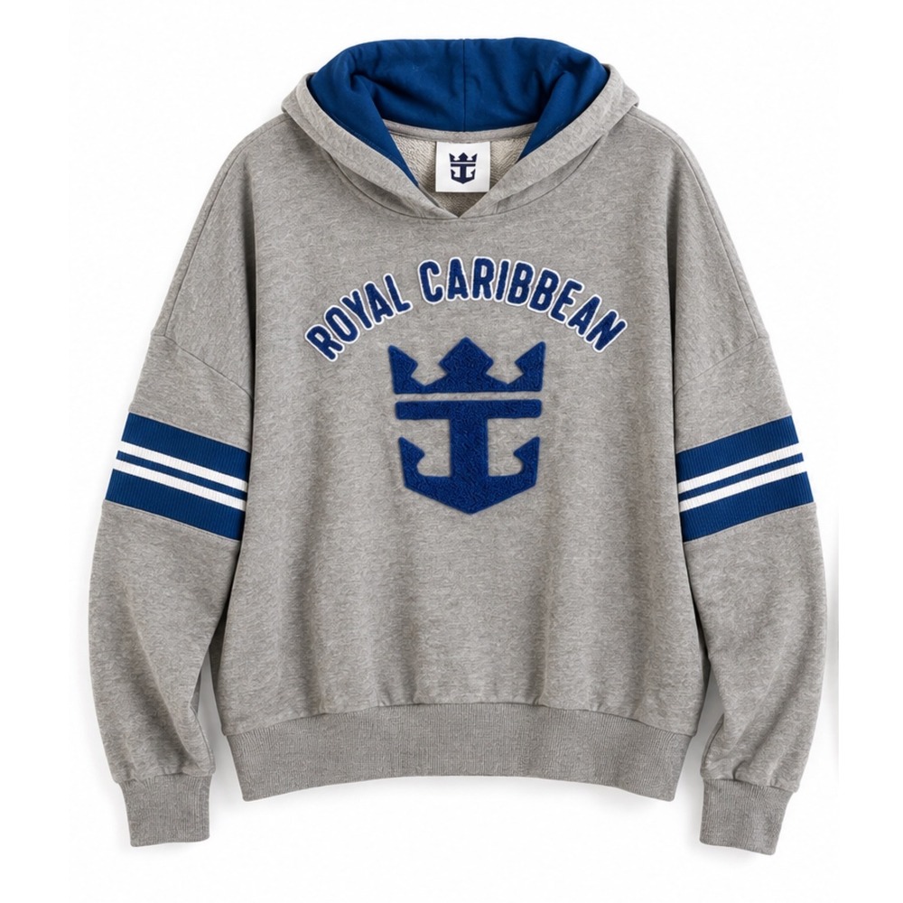 Royal Caribbean Crown Anchor Cruise Hoodie Gray Blue Sweatshirt Unisex XL